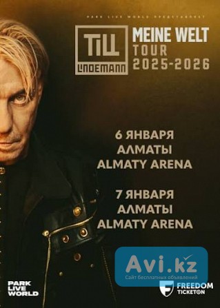 2 билета на концерт Till Lindemann 6 января в Алматы Алматы - изображение 1